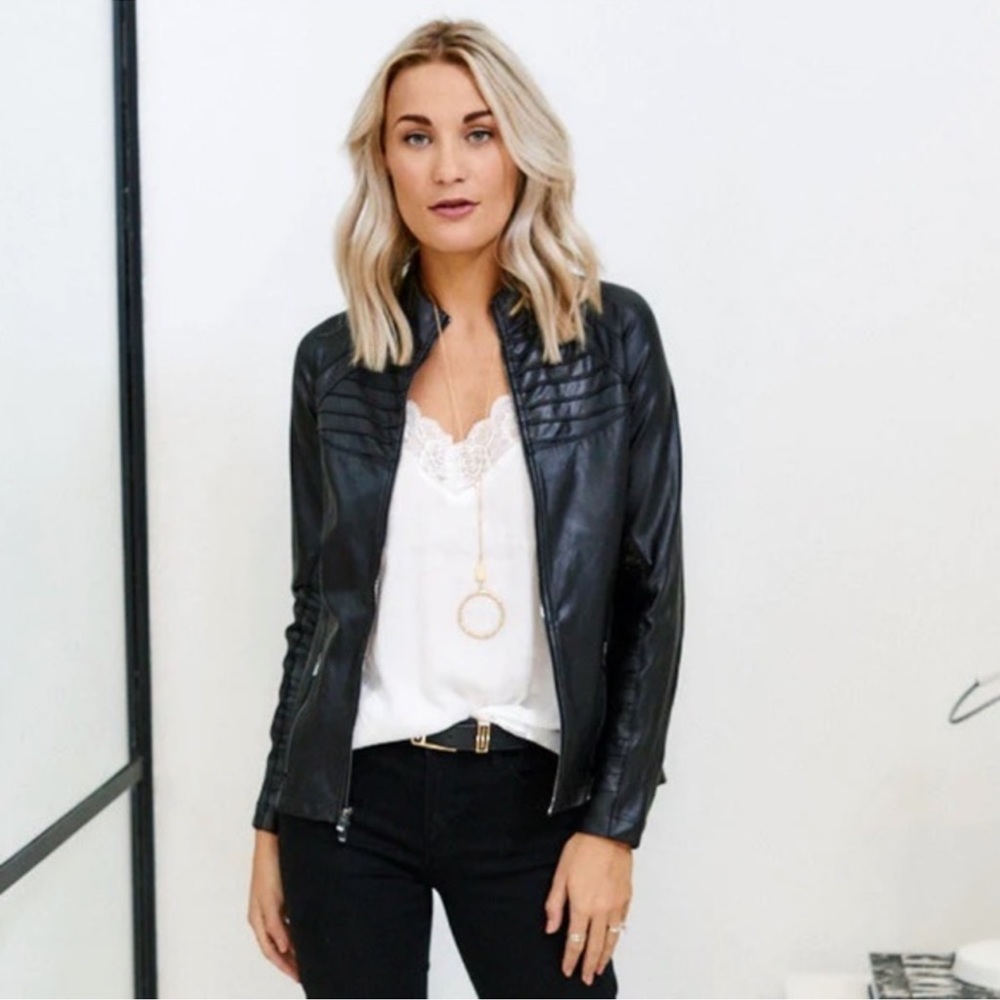 Spanx Faux Leather Moto Jacket Size XL